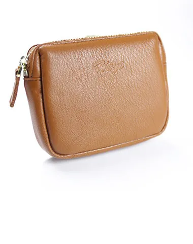 Cute Women Orange Leather Mini Zip Billfold Wallet Coin Wallet Small Zip Change Wallets For Women