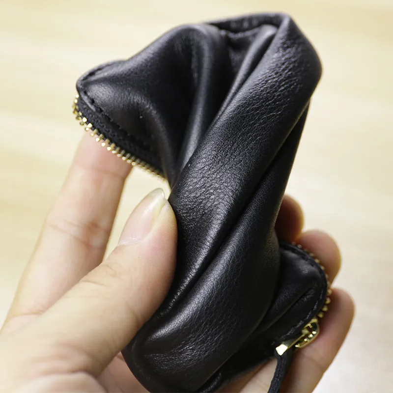 Cute Women Red Leather Mini Zip Billfold Wallet Coin Wallet Small Zip Change Wallets For Women