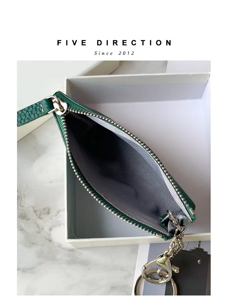 Cute Women Red Leather Small Change Wallet Keychain with Wallet Zipper Coin Wallet For Women