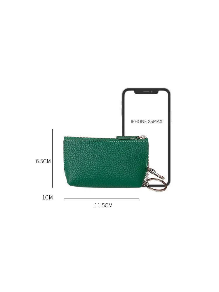 Cute Women Red Leather Small Change Wallet Keychain with Wallet Zipper Coin Wallet For Women