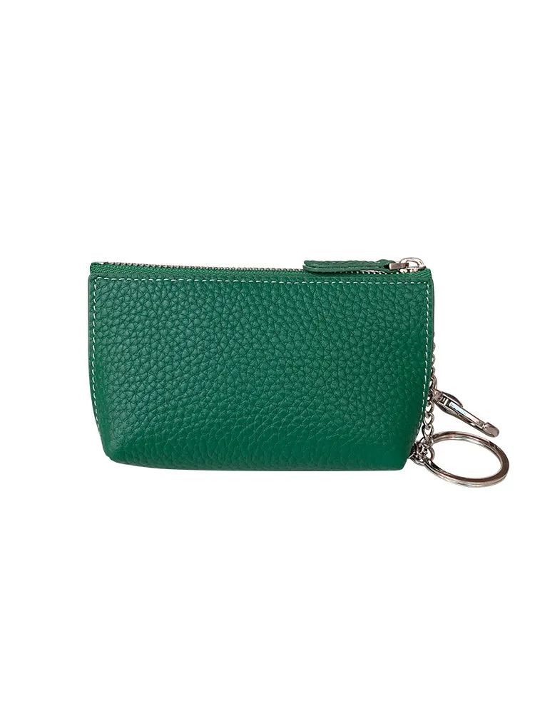 Cute Women Red Leather Small Change Wallet Keychain with Wallet Zipper Coin Wallet For Women