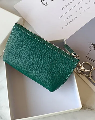Cute Women Red Leather Small Change Wallet Keychain with Wallet Zipper Coin Wallet For Women