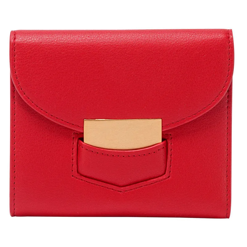 Cute Women Red Vegan Leather Small Wallet Billfold Vertical Red Card Wallet For Women