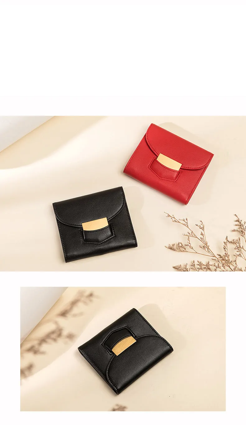 Cute Women Red Vegan Leather Small Wallet Billfold Vertical Red Card Wallet For Women