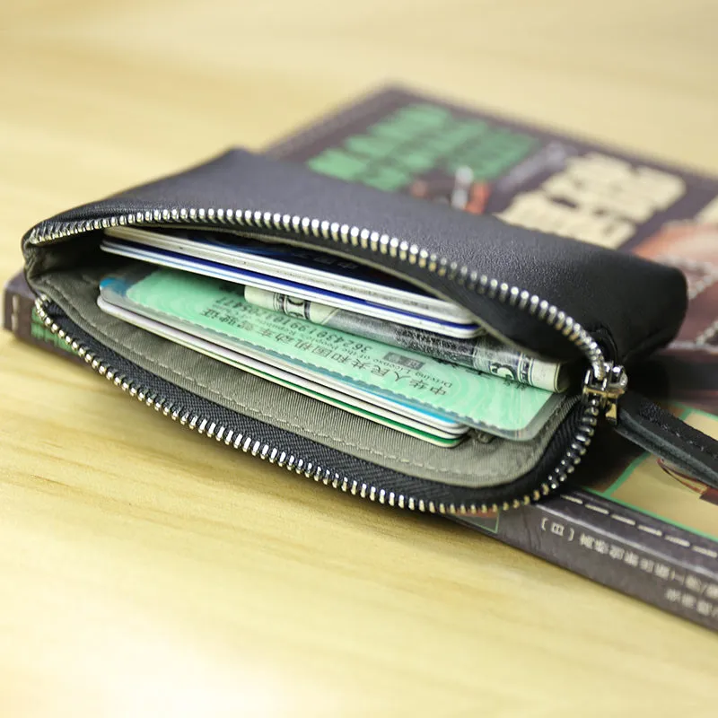 Cute Women Slim Green Leather Mini Zip Coin Wallet Billfold Small Zip Change Wallet For Women