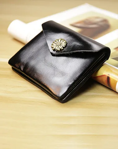 Cute Women Sunflower Coffee Leather Mini Billfold Wallet Coin Wallets Slim Change Wallets For Women