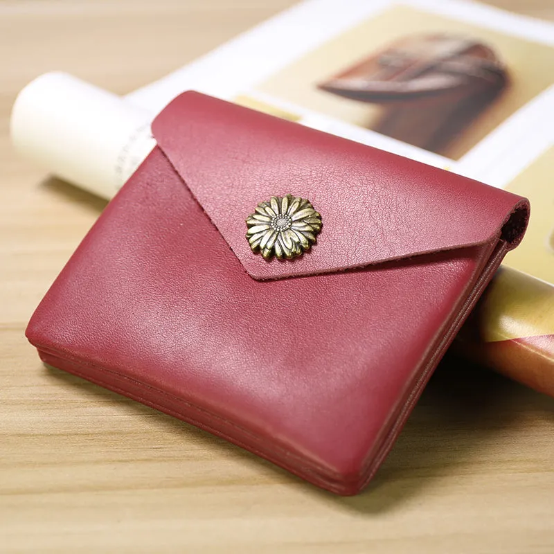 Cute Women Sunflower Coffee Leather Mini Billfold Wallet Coin Wallets Slim Change Wallets For Women