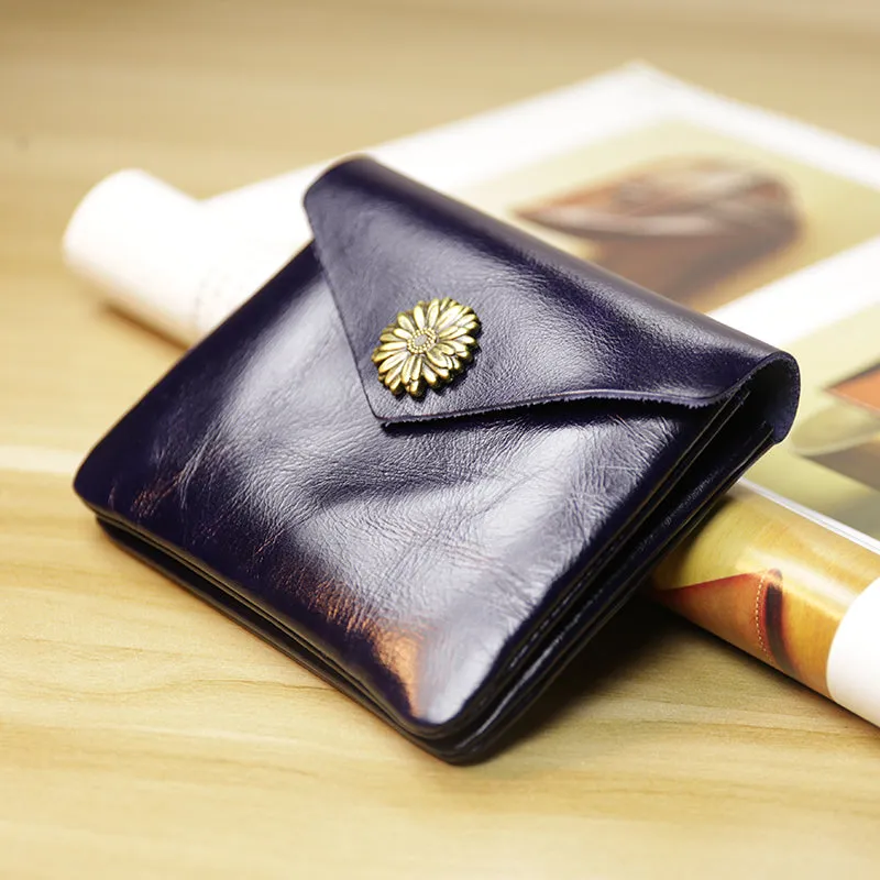 Cute Women Sunflower Coffee Leather Mini Billfold Wallet Coin Wallets Slim Change Wallets For Women