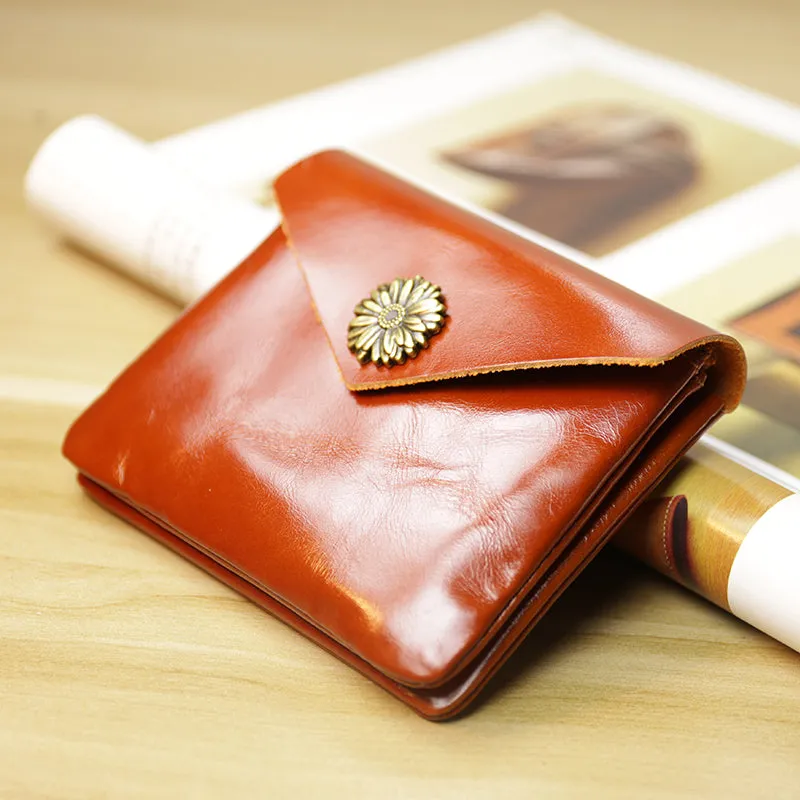 Cute Women Sunflower Coffee Leather Mini Billfold Wallet Coin Wallets Slim Change Wallets For Women