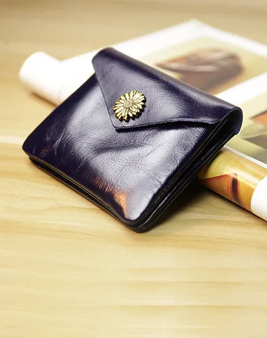 Cute Women Sunflower Red Leather Mini Billfold Wallet Coin Wallets Slim Change Wallets For Women