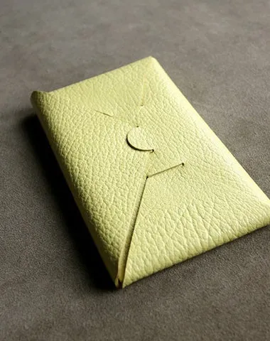 Cute Womens Dark Green Leather Envelope Wallet Slim Clutch Purse Checkbook Long Wallet for Women