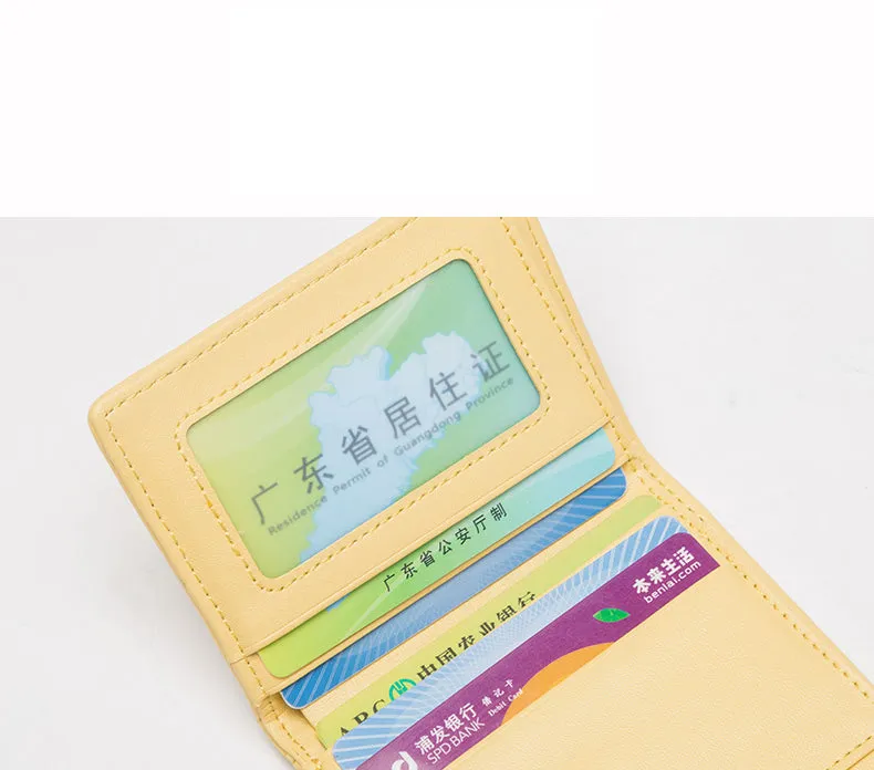 Cute Womens Yellow Leather Small Wallet with Rivets Billfold Slim Small Wallet For Women