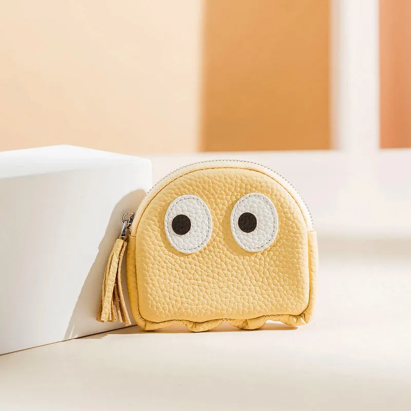 Cutest Women Pink Leather Pac-Man Coin Wallet Small Keychain with Wallet Change Wallet For Women