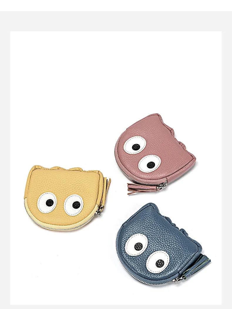 Cutest Women Pink Leather Pac-Man Coin Wallet Small Keychain with Wallet Change Wallet For Women