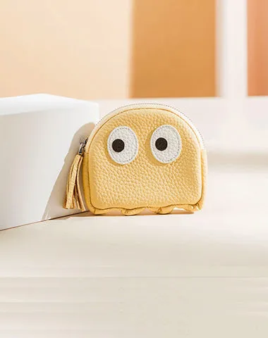 Cutest Women Pink Leather Pac-Man Coin Wallet Small Keychain with Wallet Change Wallet For Women