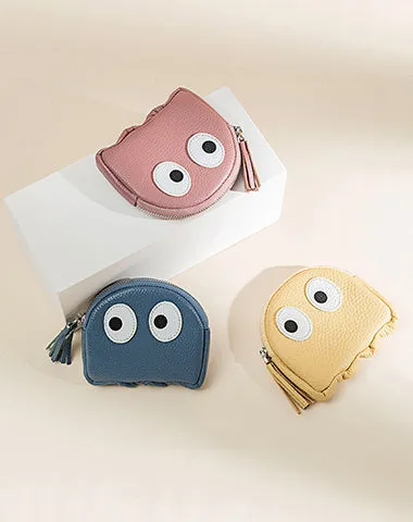 Cutest Women Pink Leather Pac-Man Coin Wallet Small Keychain with Wallet Change Wallet For Women