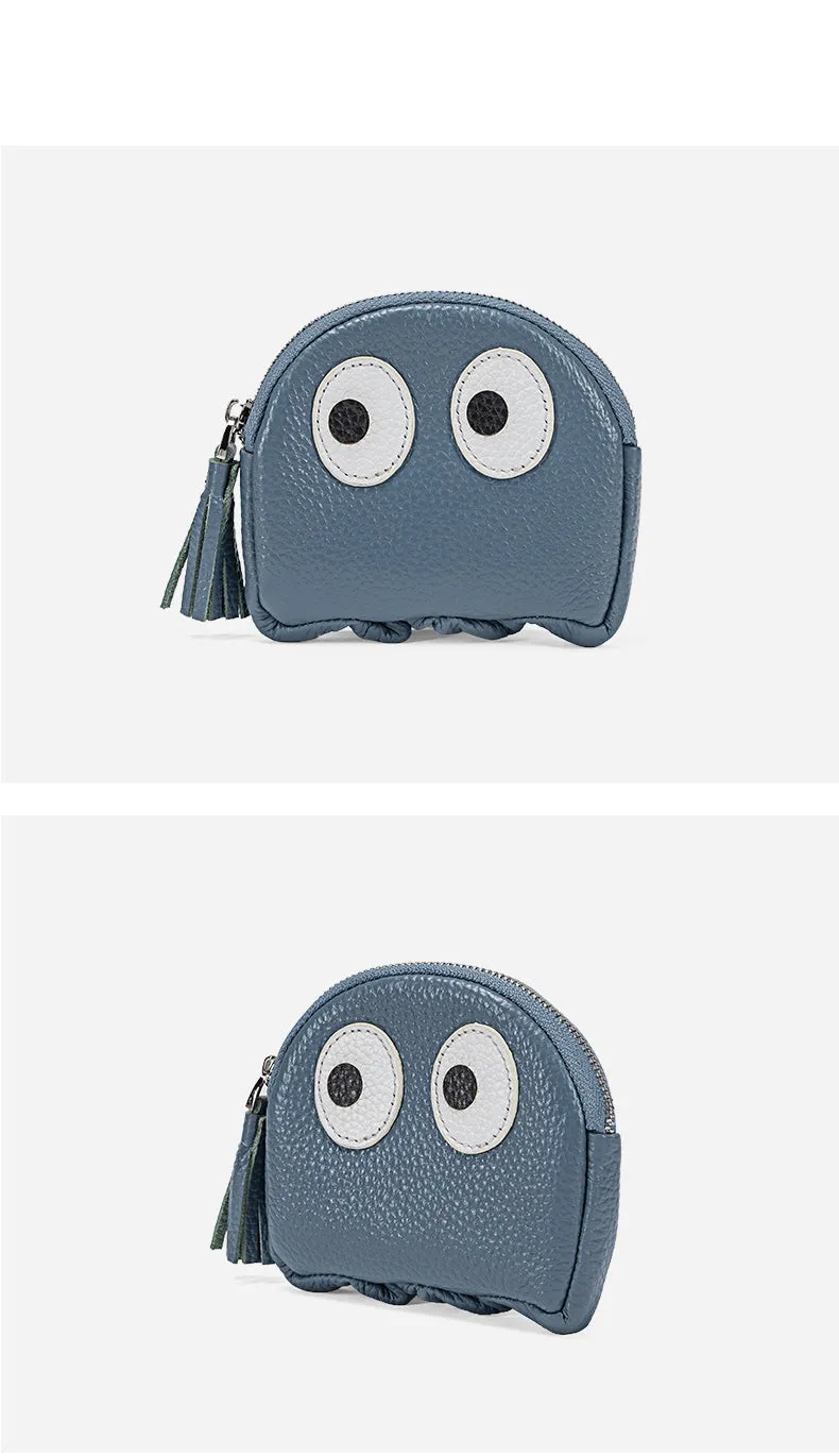 Cutest Women Pink Leather Pac-Man Coin Wallet Small Keychain with Wallet Change Wallet For Women