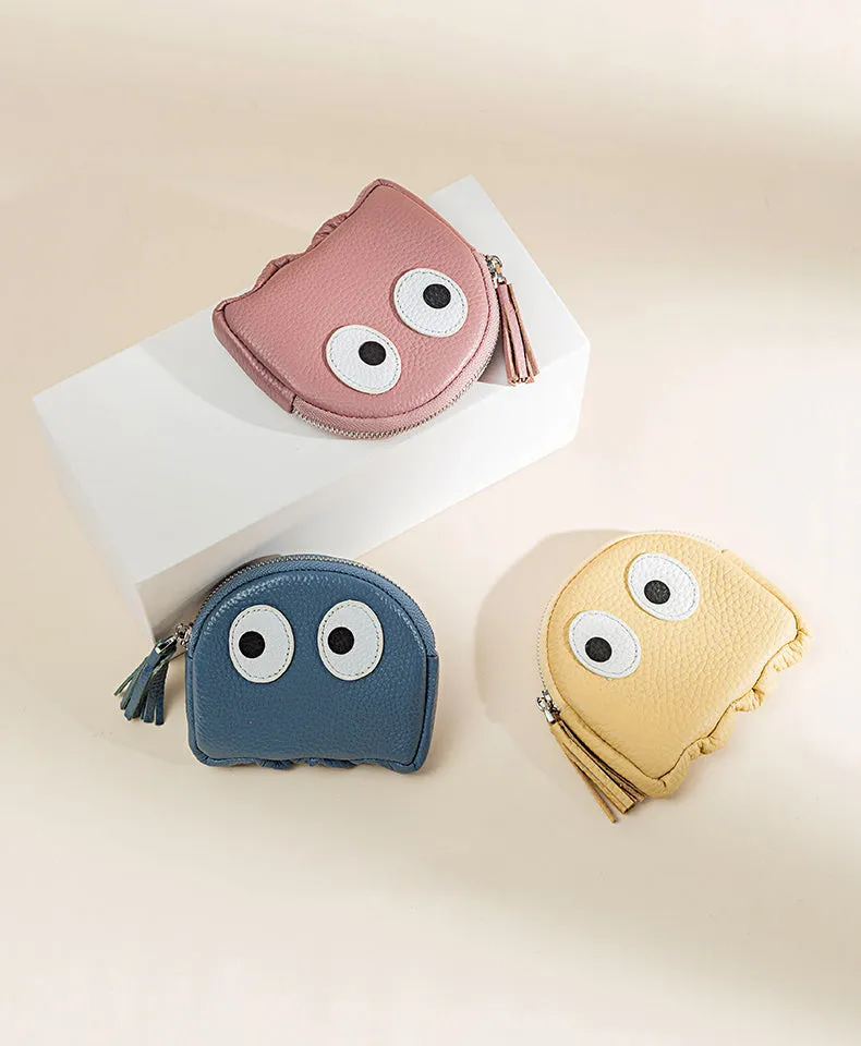 Cutest Women Pink Leather Pac-Man Coin Wallet Small Keychain with Wallet Change Wallet For Women