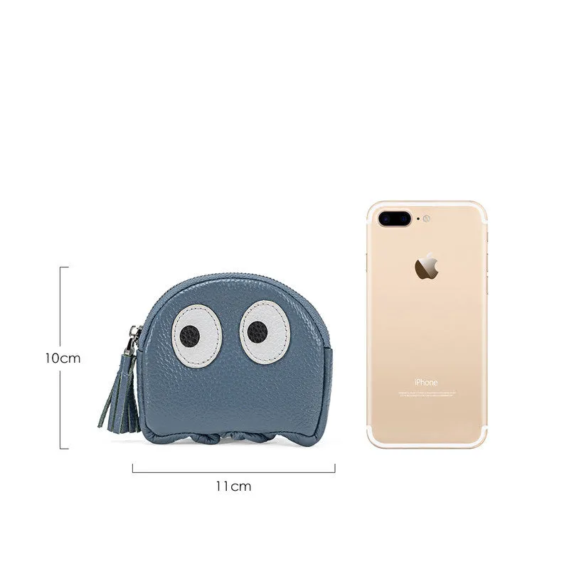 Cutest Women Pink Leather Pac-Man Coin Wallet Small Keychain with Wallet Change Wallet For Women