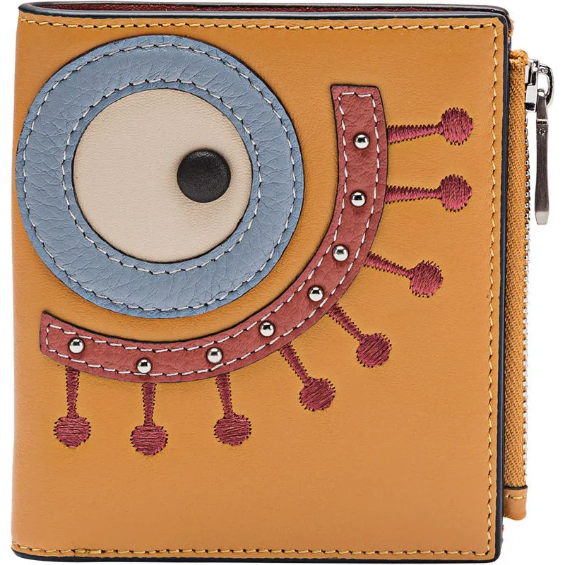 Cutest Women Yellow Leather Card Holder Shining Eye Card Wallet Billfold Card Holder Credit Card Holder For Women