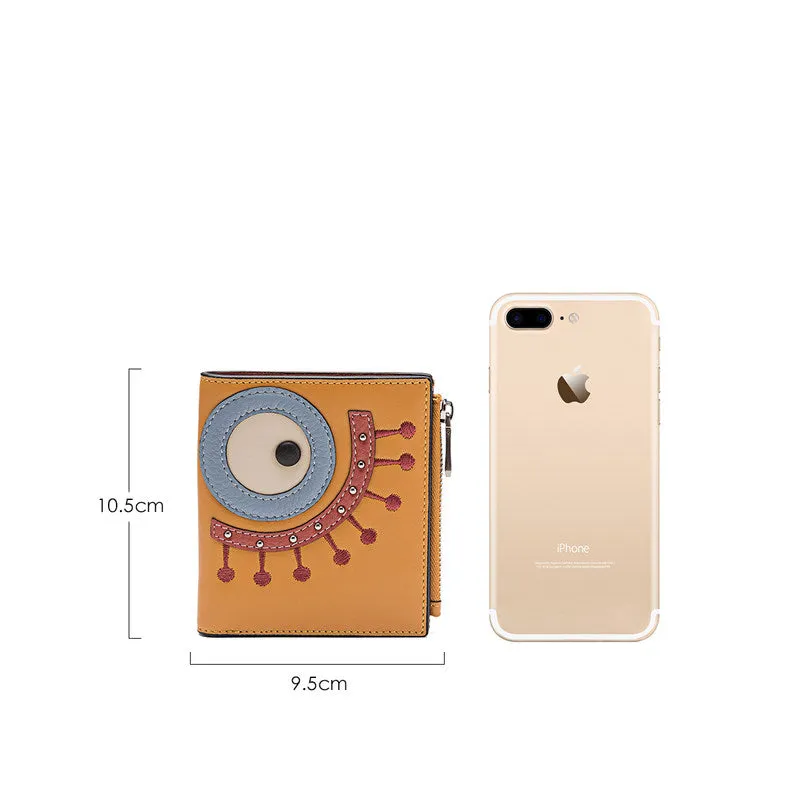 Cutest Women Yellow Leather Card Holder Shining Eye Card Wallet Billfold Card Holder Credit Card Holder For Women