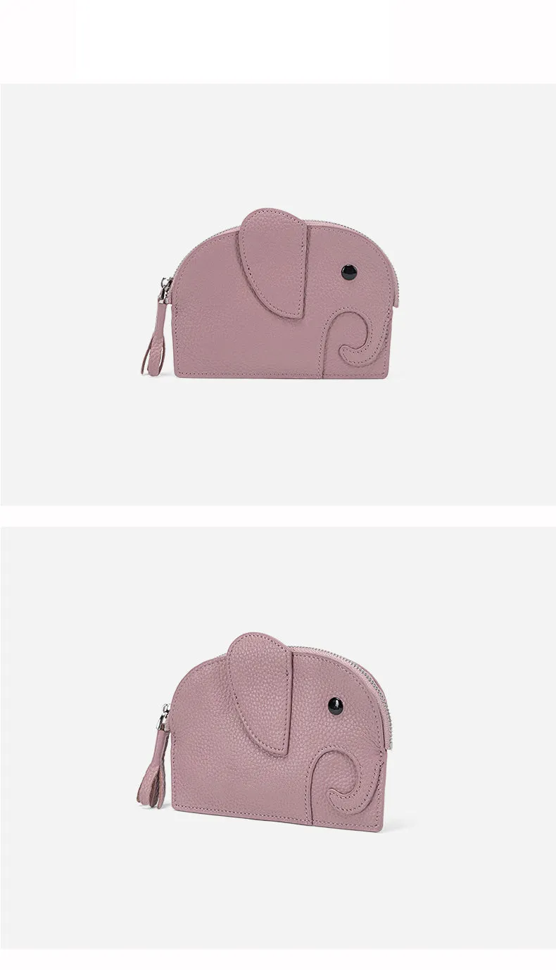 Cutest Women Yellow Leather Elephant Small Zipper Wallet Keychain with Wallet Change Wallet For Women