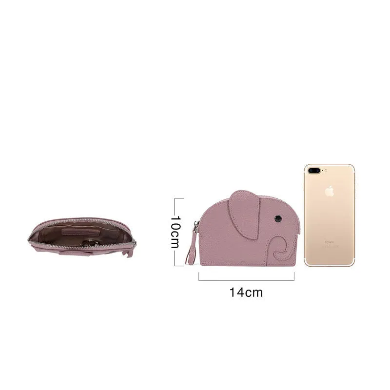 Cutest Women Yellow Leather Elephant Small Zipper Wallet Keychain with Wallet Change Wallet For Women