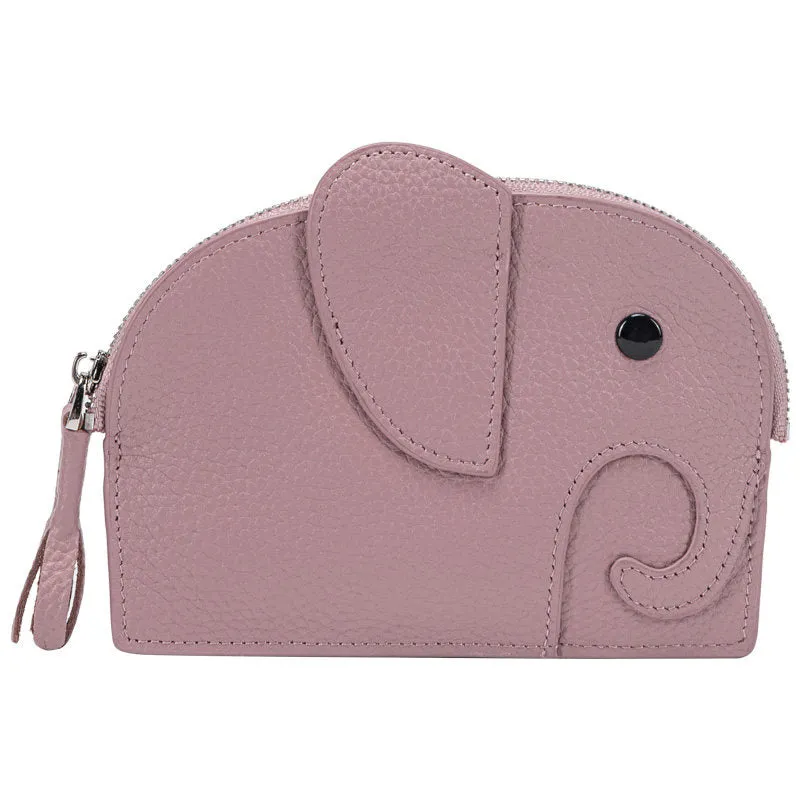 Cutest Women Yellow Leather Elephant Small Zipper Wallet Keychain with Wallet Change Wallet For Women