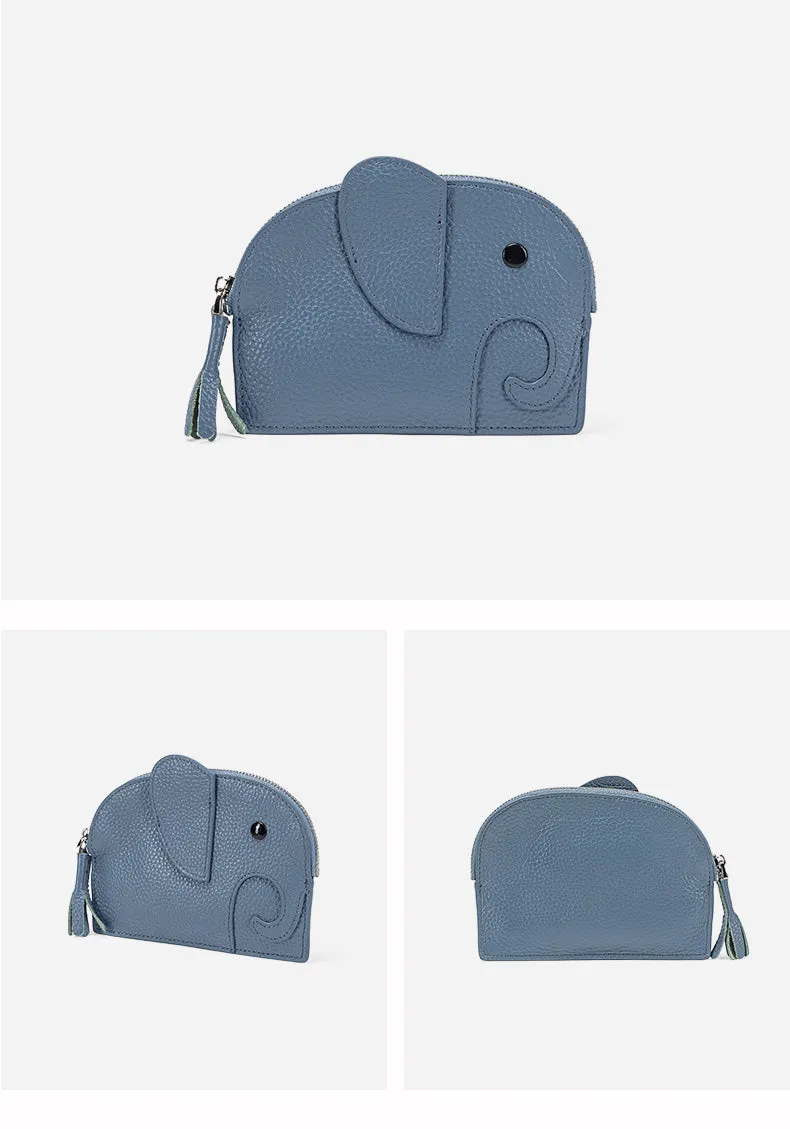 Cutest Women Yellow Leather Elephant Small Zipper Wallet Keychain with Wallet Change Wallet For Women