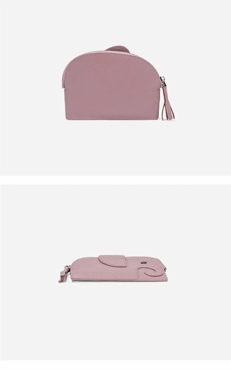 Cutest Women Yellow Leather Elephant Small Zipper Wallet Keychain with Wallet Change Wallet For Women