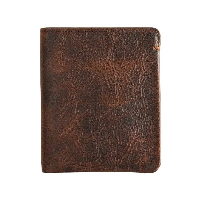 Dark Brown Handmade Leather Mens Front Pocket Wallets Bifold Vintage billfold Wallet Small Wallet for Men