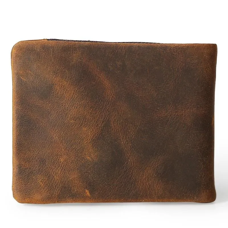 Dark Brown Small MENS LEATHER Brown Trifold Wallet SLIM billfold Brown Wallet FOR MEN