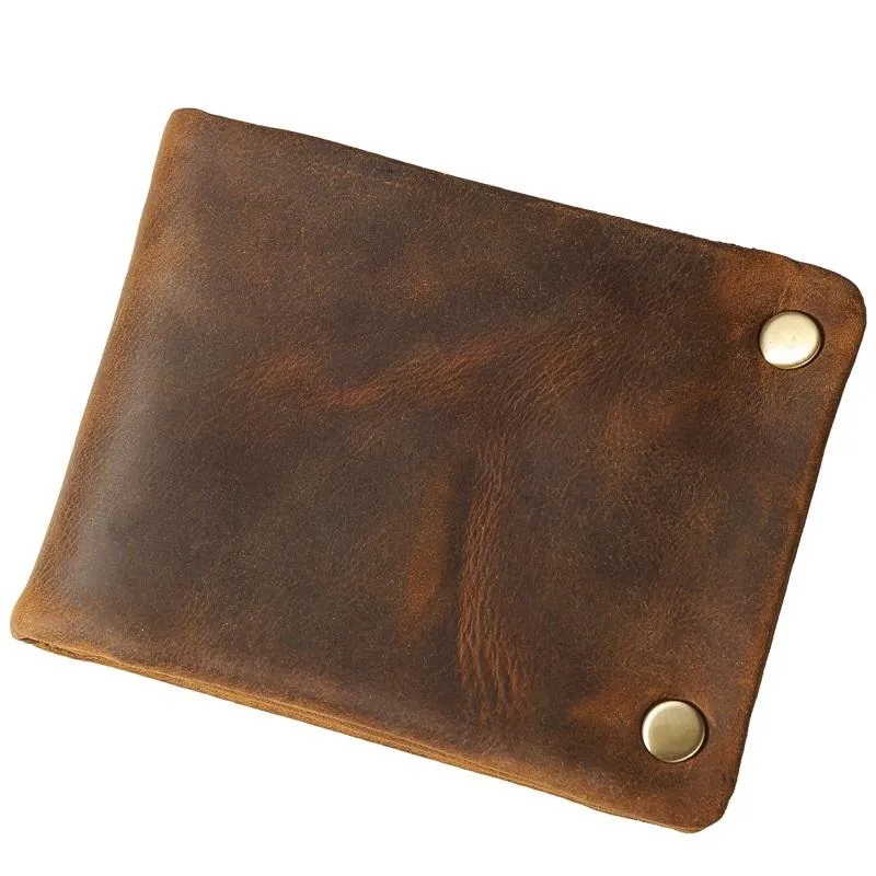 Dark Brown Small MENS LEATHER Brown Trifold Wallet SLIM billfold Brown Wallet FOR MEN