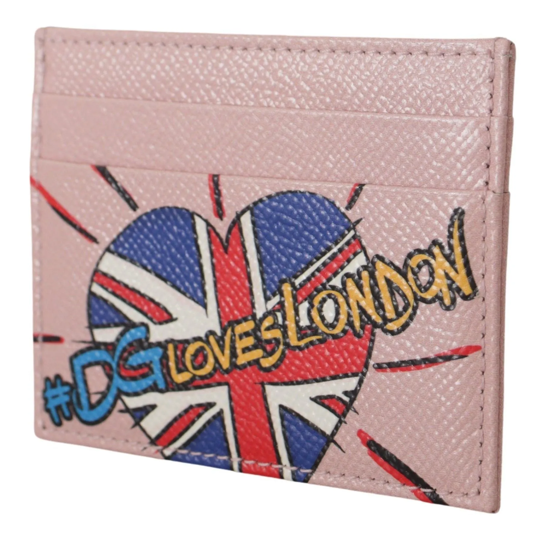 Dolce & Gabbana Chic Pink Leather Cardholder with Exclusive Print