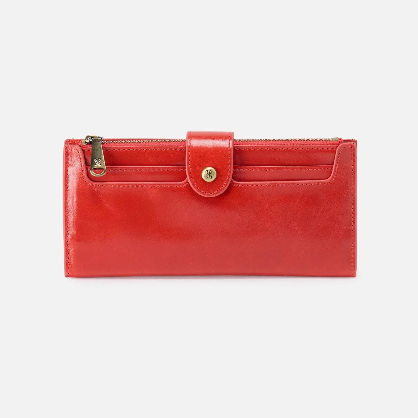 Dunn Continental Wallet In Polished Leather - Grenadine