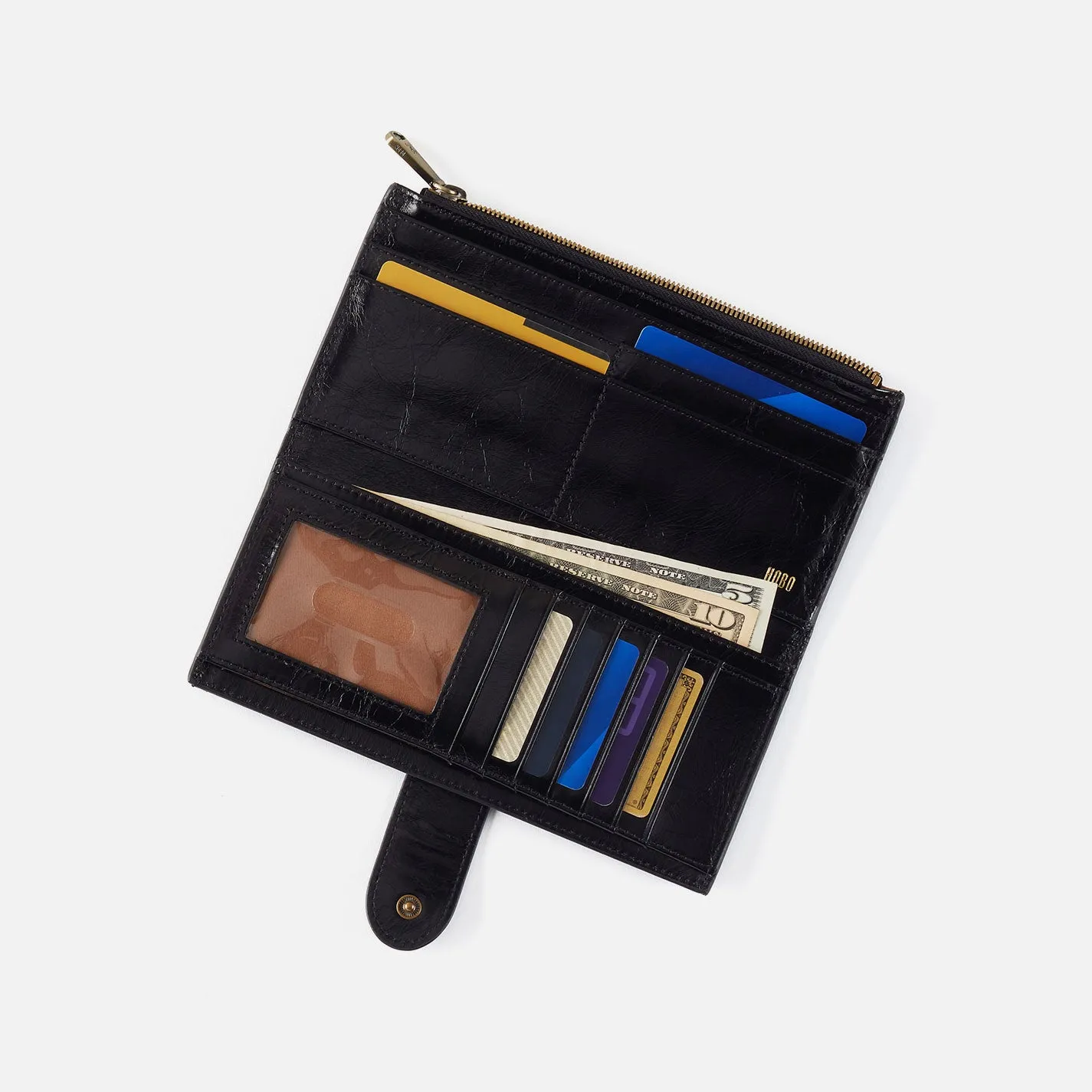 Dunn Continental Wallet In Polished Leather - Grenadine