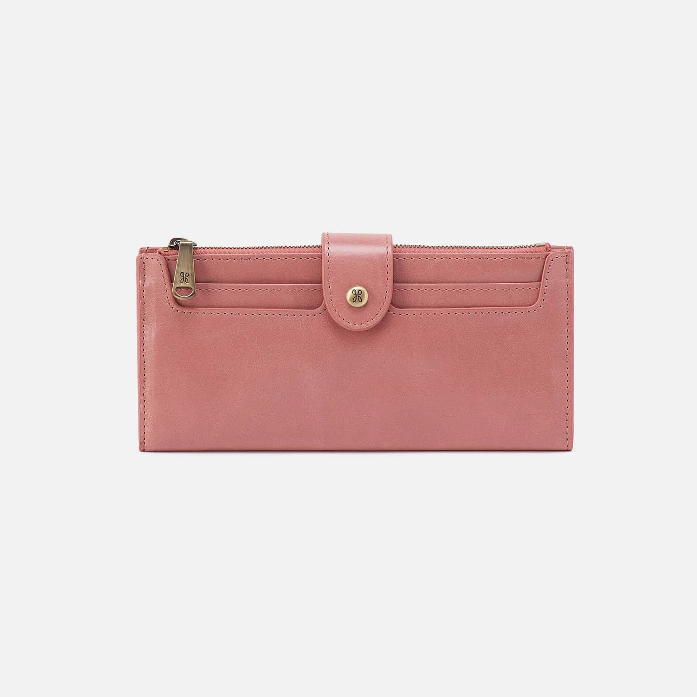 Dunn Continental Wallet In Polished Leather - Rose