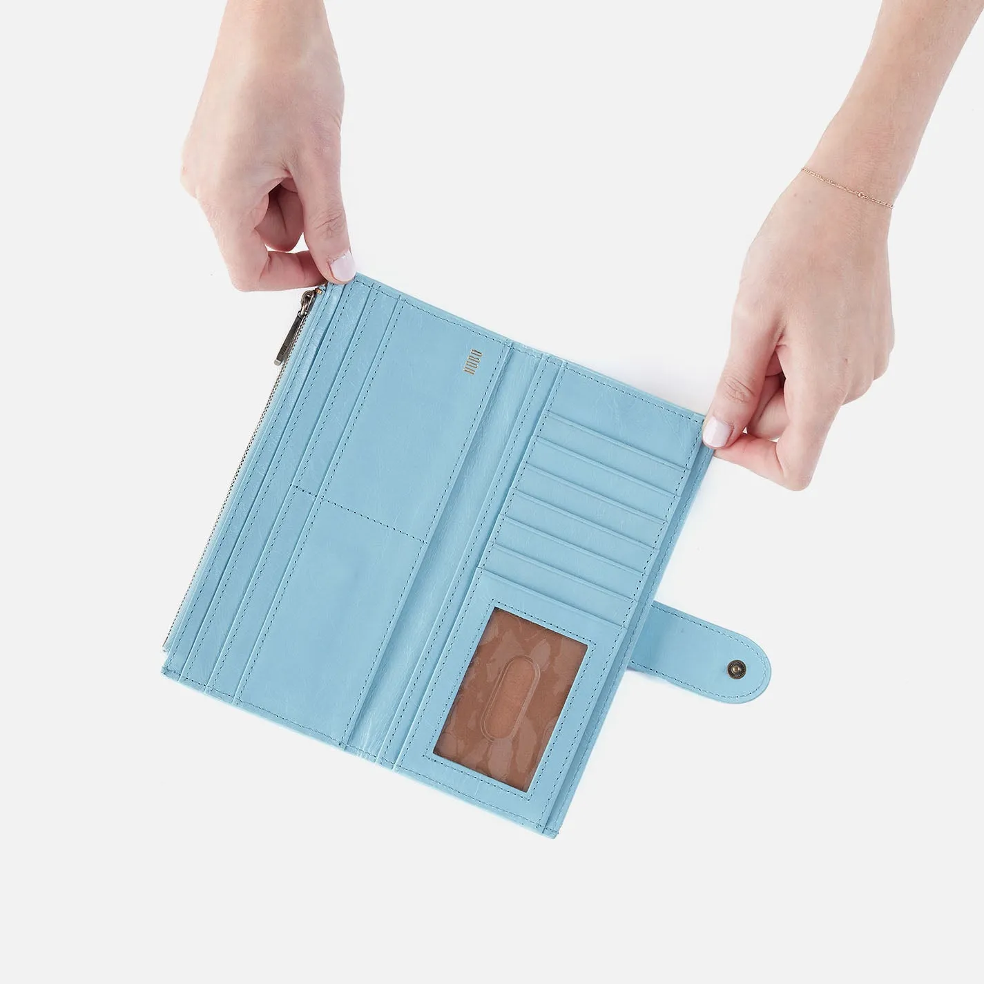 Dunn Continental Wallet In Polished Leather - Stratosphere