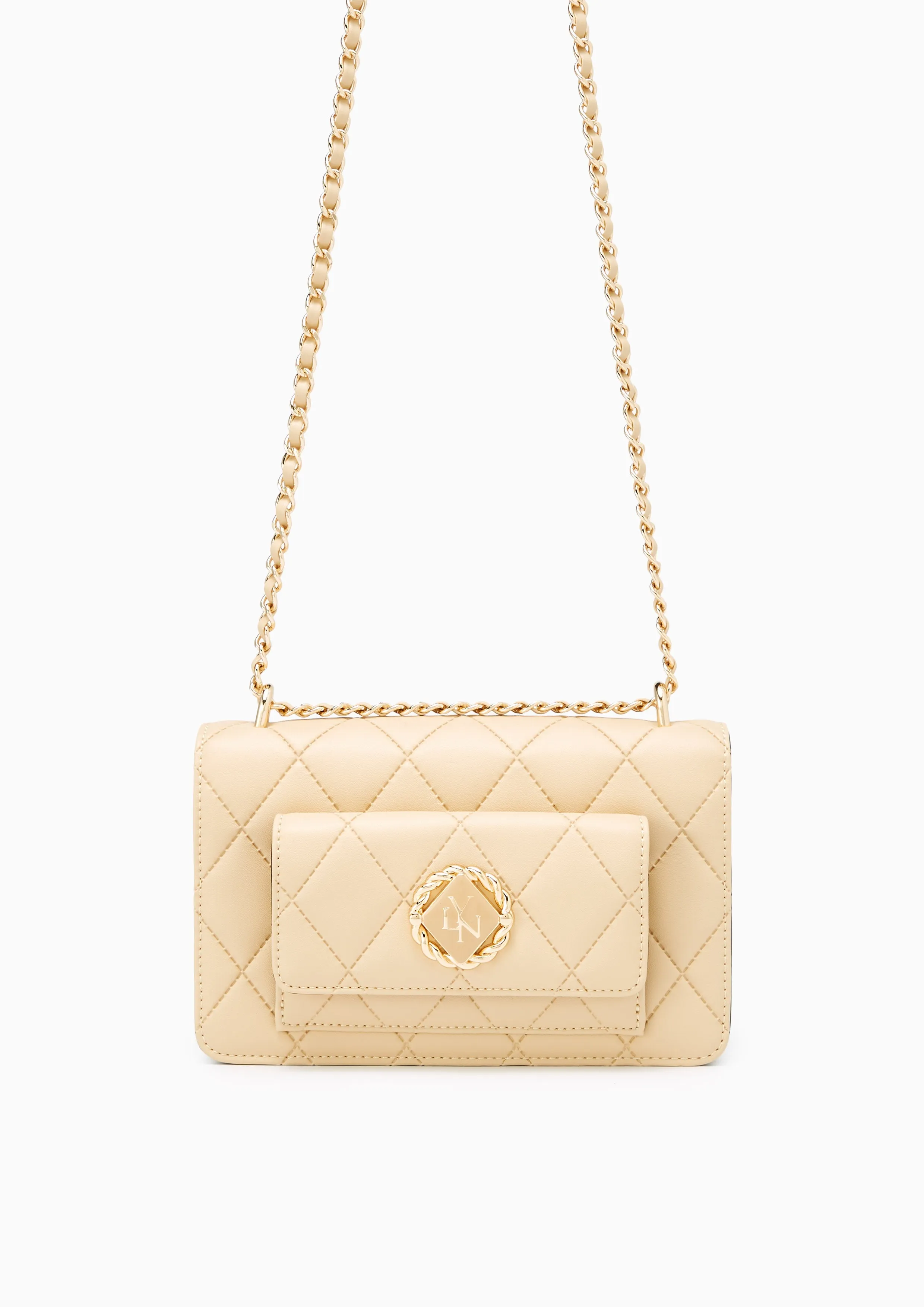 Emma Clutch With Chain Beige