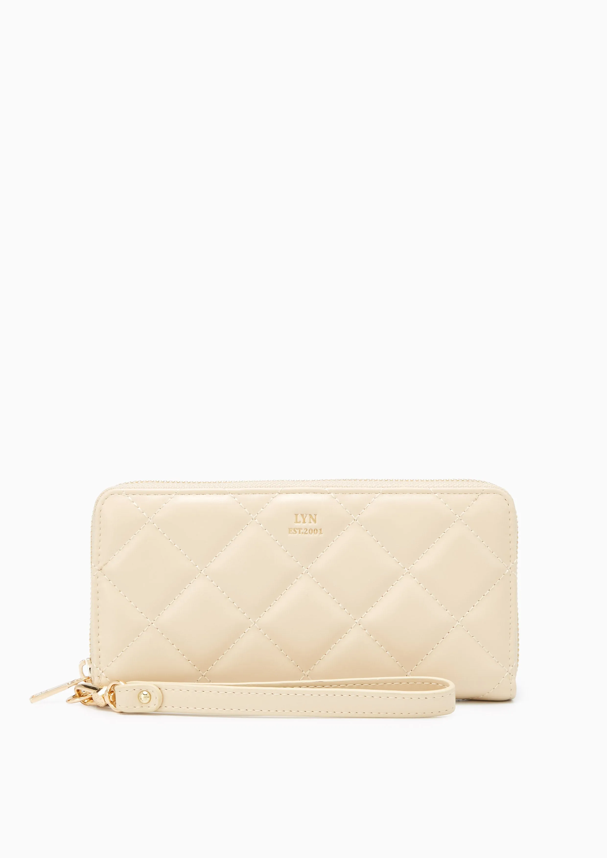 Essential Coin Con Quilt Long Wallet Beige