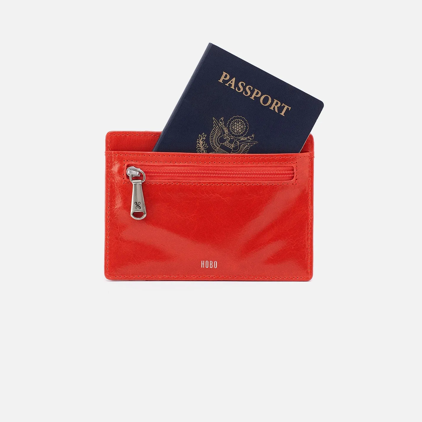Euro Slide Card Case In Polished Leather - Grenadine