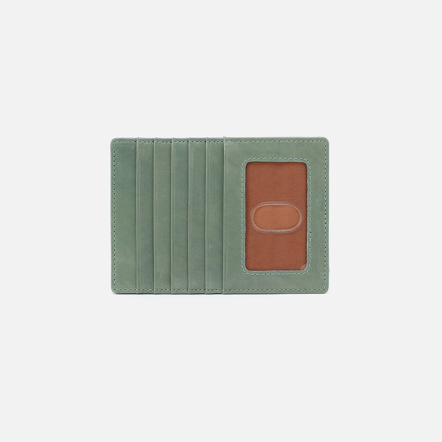 Euro Slide Card Case In Polished Leather - Jade