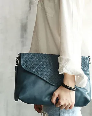 Fashion WOMENs Braided LEATHER Large Wristlet Purse Shoulder Bag Purse FOR WOMEN