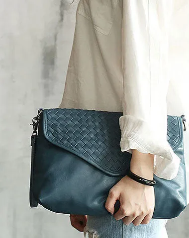 Fashion WOMENs Braided LEATHER Large Wristlet Purse Shoulder Bag Purse FOR WOMEN
