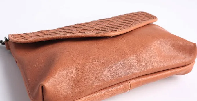 Fashion WOMENs Braided LEATHER Large Wristlet Purse Shoulder Bag Purse FOR WOMEN