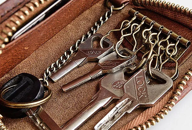 Genuine leather billfold wallet leather men billfold vintage key wallet for men