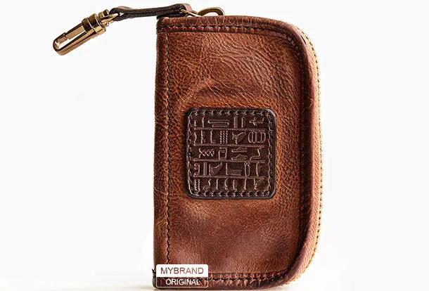 Genuine leather billfold wallet leather men billfold vintage key wallet for men