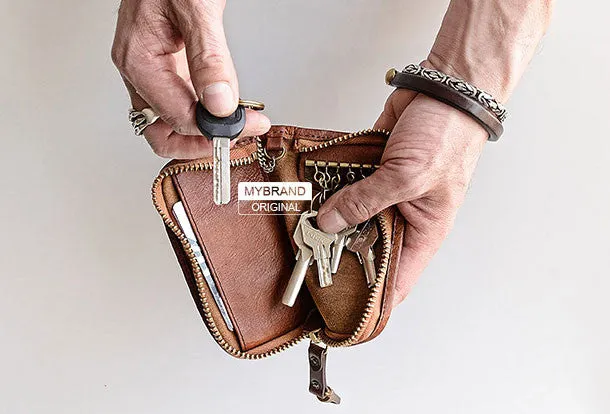 Genuine leather billfold wallet leather men billfold vintage key wallet for men