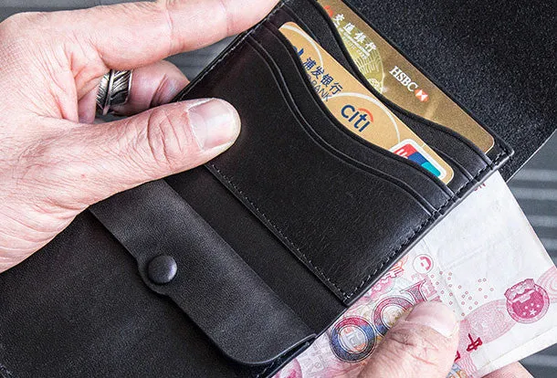 Genuine leather billfold wallet leather men billfold vintage wallet for men