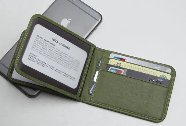Genuine Leather Cute billfold Slim Wallet License Card Holder Wallet Purse For Women Girl